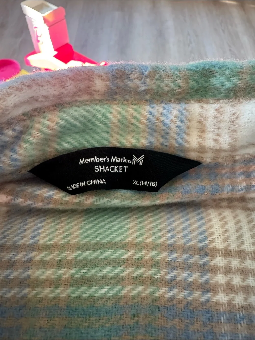 Kids Plaid Button-Front Jacket in Pastel Green and Cream